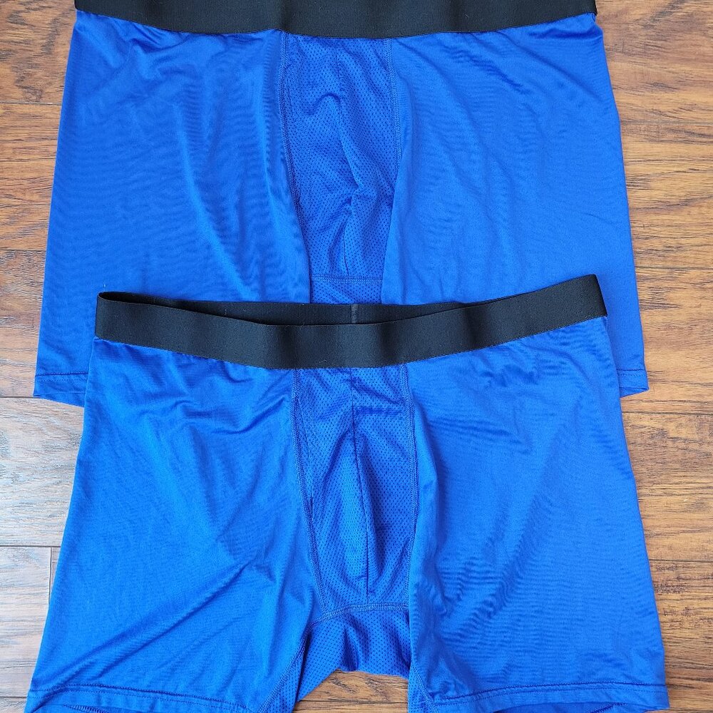Bundle of 2 ATHLETIC WORKS Blue Performance Men's Boxer Briefs sz XXL 2X NWOT